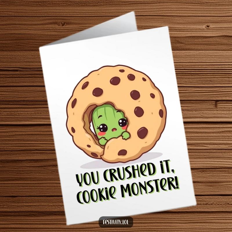 Funny Free Printable Congratulations Card: Shy pickle peeking, offering a delightful surprise for any accomplishment.