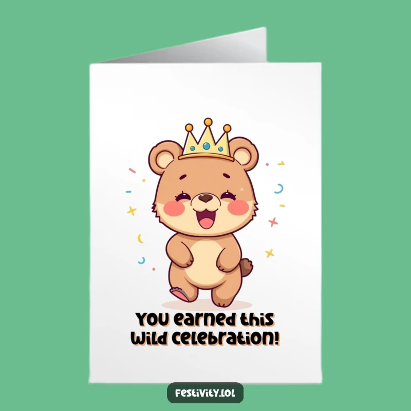 Free Printable Giggling Bear Congratulations Card: Wild Dancer Downloadable Gift!