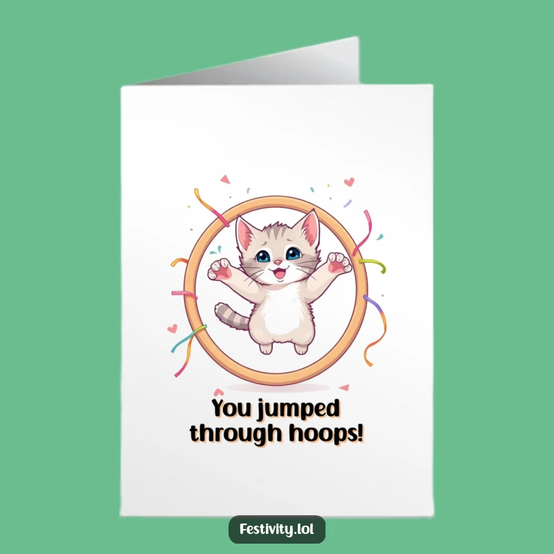 Free Printable Congrats Card: Kitten's Amazing Leap, Funny Downloadable Celebration
