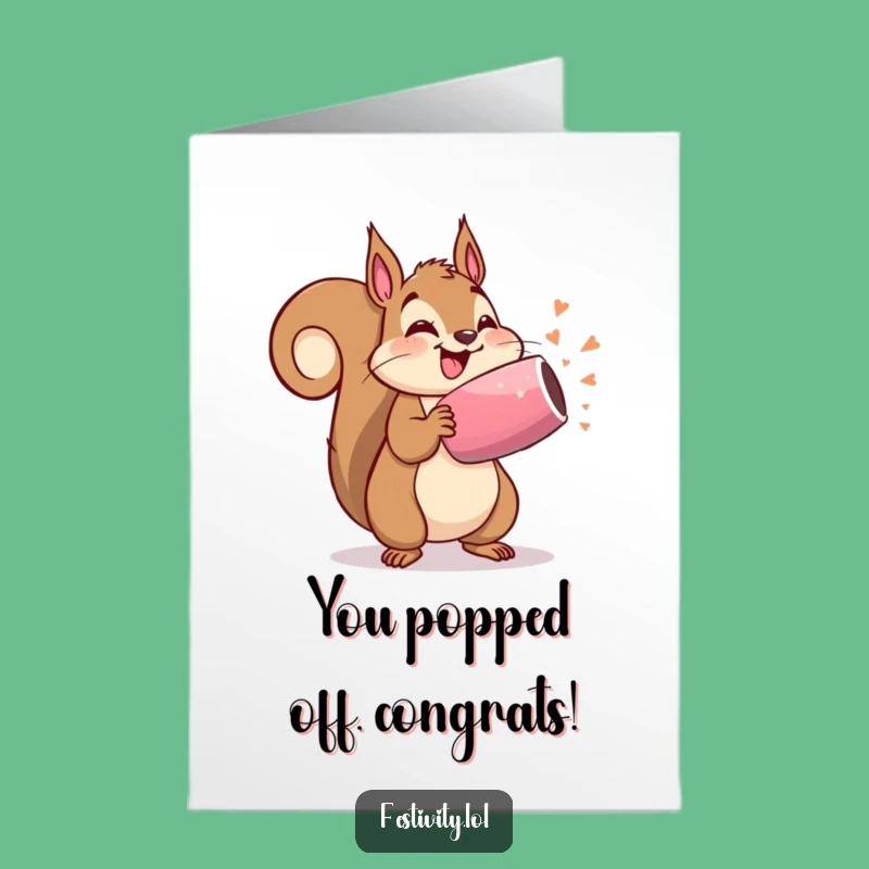 Free Printable Congrats Card: Squirrel Party Popper Burst - Funny Downloadable DIY