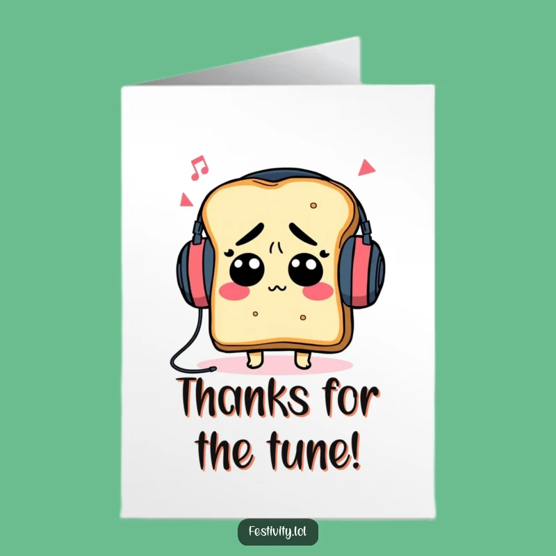 Free Printable Confused Toast Headphones Thank You Card - Humorous Downloadable Gratitude