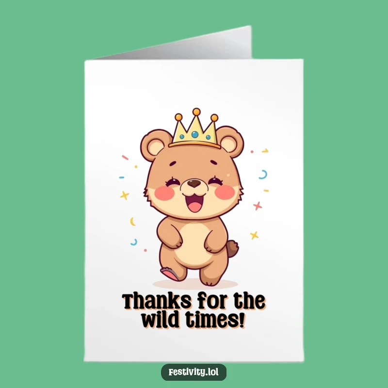 Free Printable Giggling Bear Thank You Card: Dancing Cub Downloadable Gift!