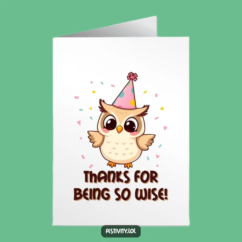 Free Printable Owl Thank You Card: Confetti of Thanks, Funny Downloadable Gift!