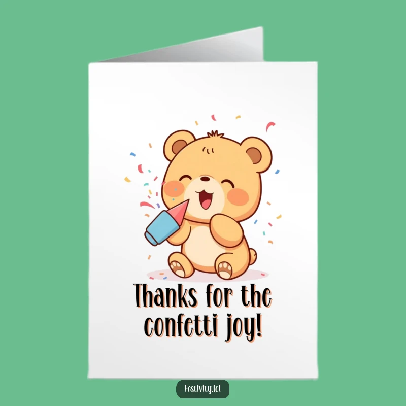 Free Printable Thank You Card: Bear Cub Confetti Downloadable Gift