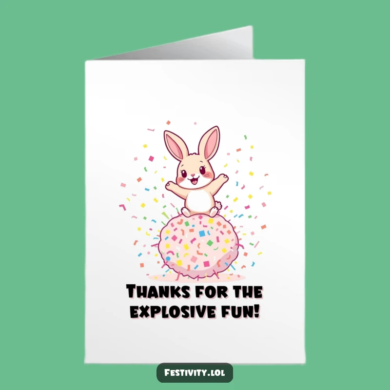 Free Printable Thank You Card: Confetti Bomb Rabbit, Funny Downloadable Gift