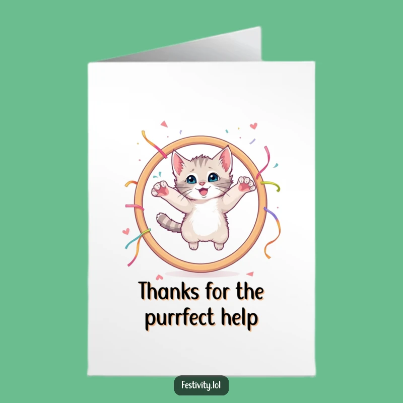 Free Printable Thank You Card: Kitten's Leap of Thanks, Humorous Downloadable Appreciation