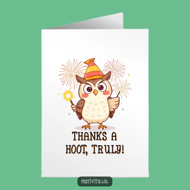 Free Printable Thank You Card: Owl's Fiery Thanks - Humorous Downloadable Gratitude