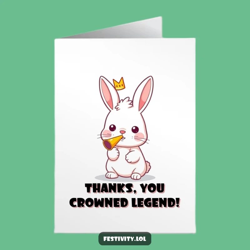 Free Printable Thank You Card: Royal Rabbit Horn Blower, Funny Gratitude