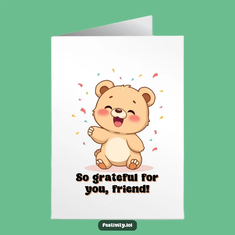 Free Printable Thank You Card: Giggling Bear Cub Confetti - Expressing Thanks