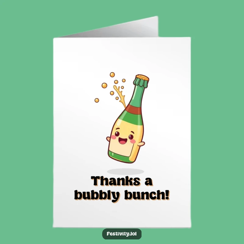Free Printable Champagne Thank You Card: Funny Popping Cork Design, Perfect Downloadable Gift