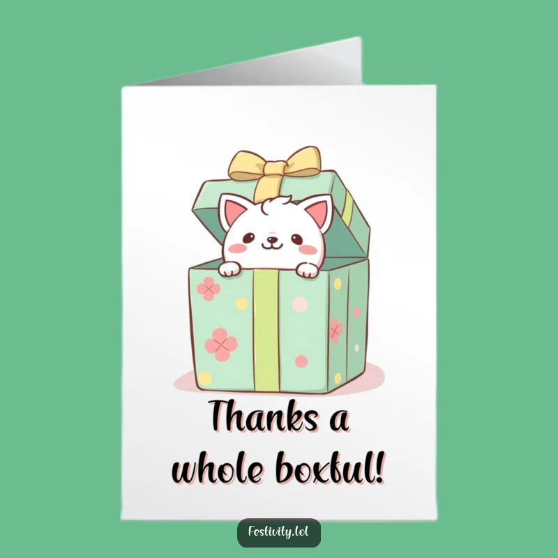 Funny Free Printable Thank You Card: Adorable Critter in Gift Box, DIY Gift