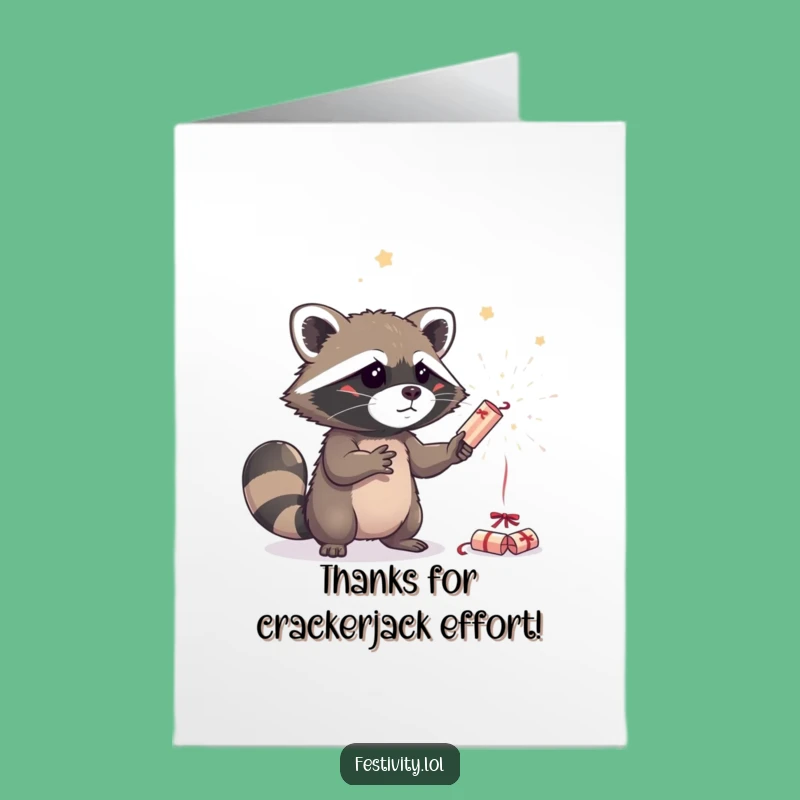 Free Printable Raccoon Juggling Crackers Thank You Card - Funny DIY