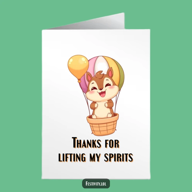 Free Printable Chipmunk Hot Air Balloon Thank You Card - Funny Downloadable