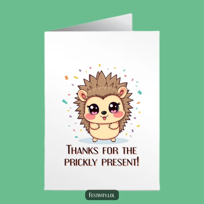 Free Printable Thank You Card: Hedgehog Confetti Gratitude, Print at Home Gift