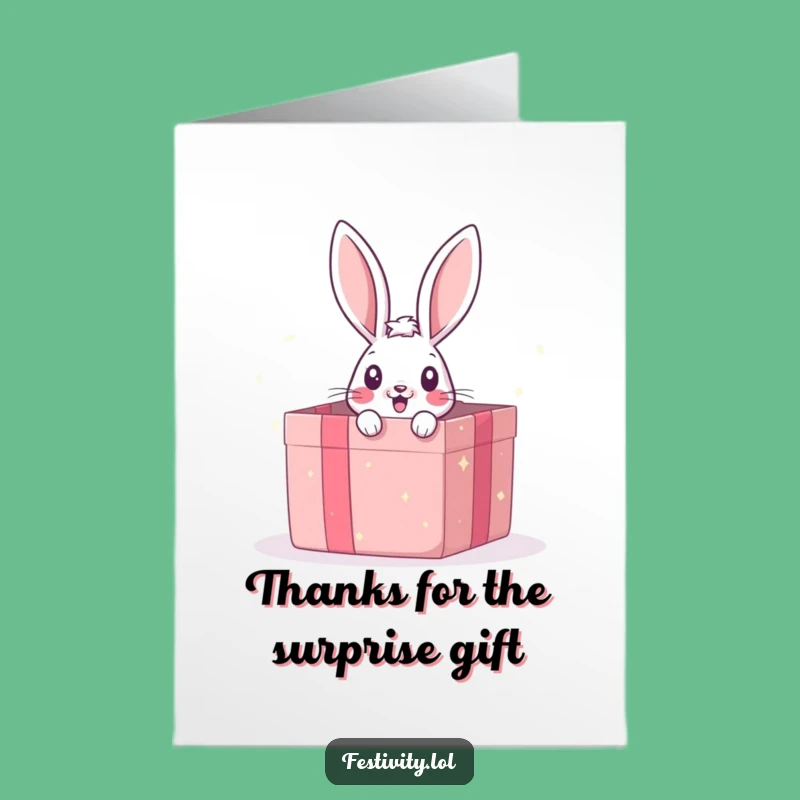 Free Printable Thank You Card: Bunny Gift Box Gratitude Downloadable