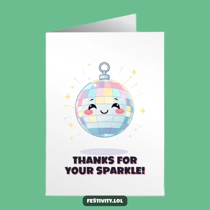 Free Printable Thank You Card: Disco Ball Gratitude Downloadable Gift