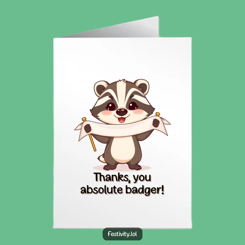Free Printable Thank You Card: Triumphant Badger's Gratitude - Funny Downloadable Gift