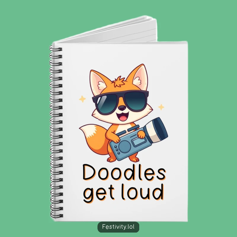 Funny Fox Party Notebook - Cool Sunglasses Journal for Hilarious Ideas Gift