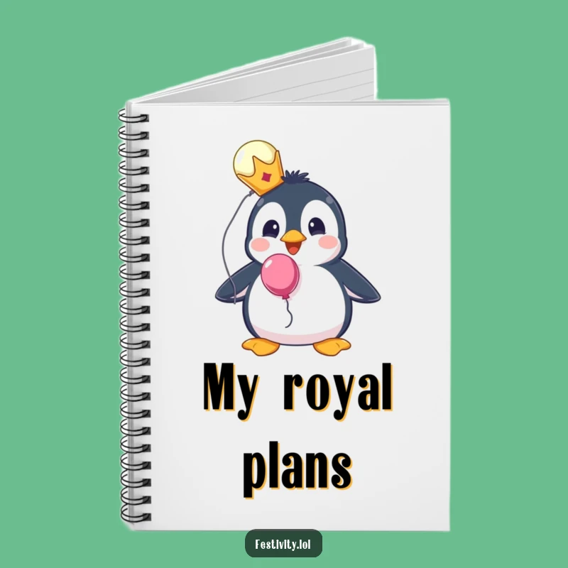 Funny Penguin Crown Notebook - Jot Down Royal Ideas!