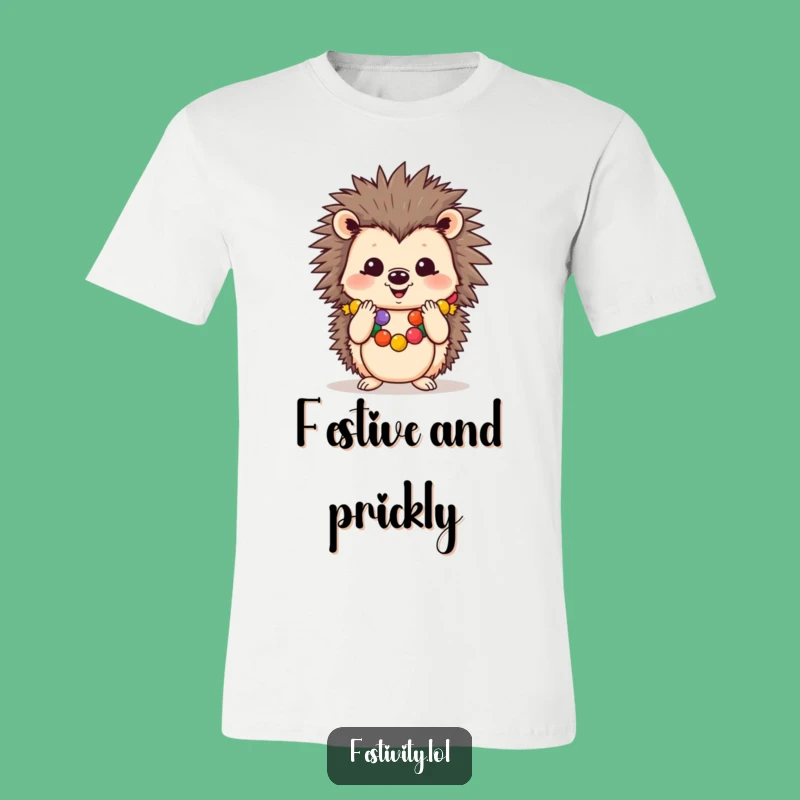Funny Cheerful Hedgehog T-Shirt: Wear Your Festive Spirit with Humorous Style