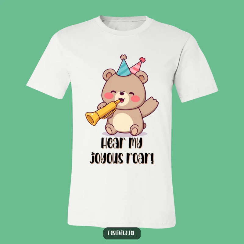 Funny Bear Party Trumpet T-Shirt: Wear Your Celebration Loud and Proud!