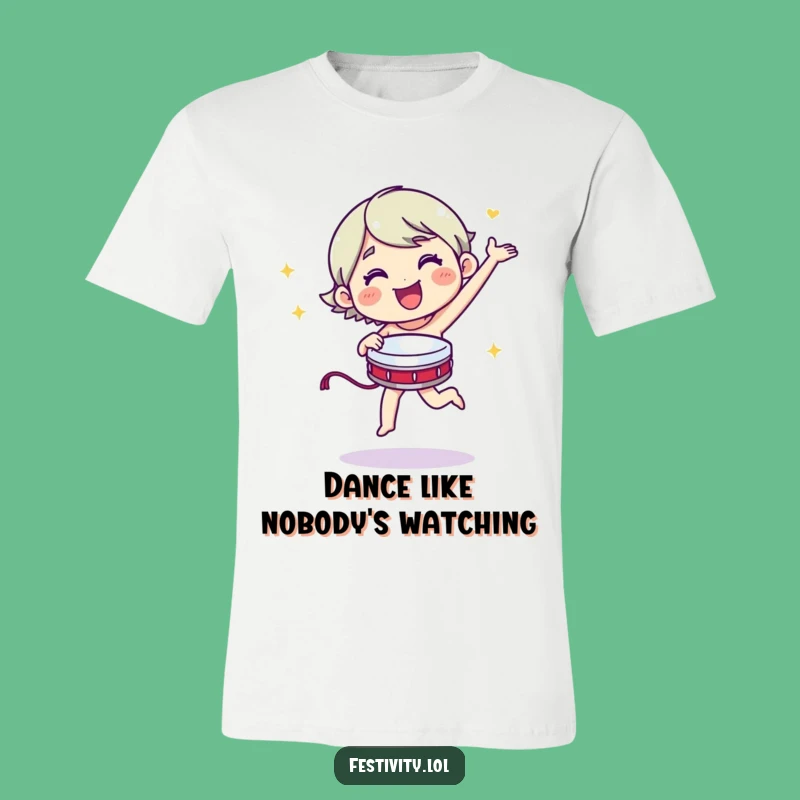 Funny Dancing Tambourine T-Shirt - Merry Character Tee - Music Lover Gift