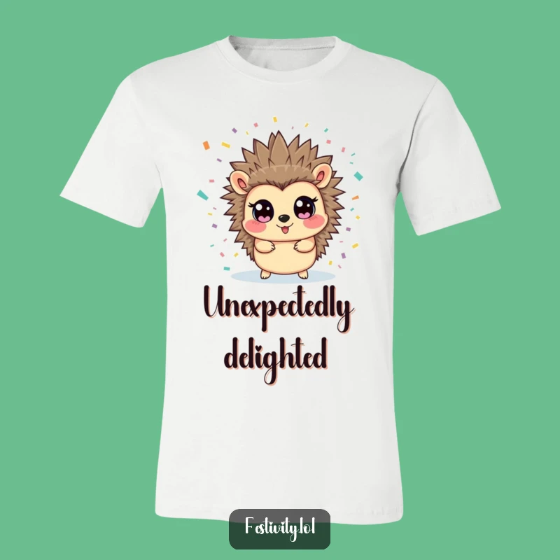 Funny Hedgehog Confetti Blast T-Shirt - Express Your Surprise & Joy!
