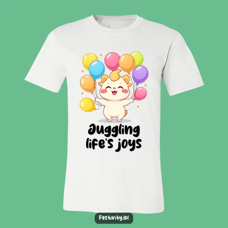 Funny Juggling Creature T-Shirt - Joyful Balloons Tee - Whimsical Gift