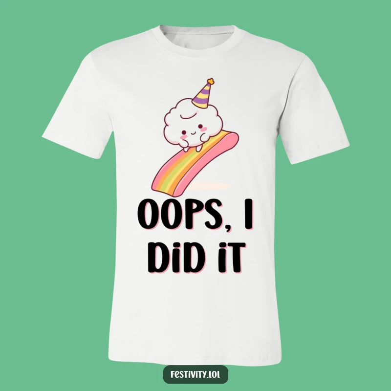 Funny Cloud Trip T-Shirt: Comical Rainbow Slide Graphic Tee, Ideal Funny Gift