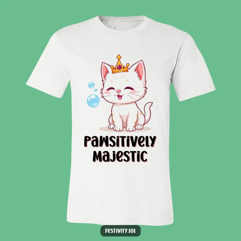 Funny Kitten Bubble Crown T-Shirt: Wear Your Royal Playfulness!