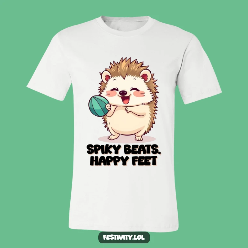 Funny Hedgehog Fiesta T-Shirt: Enthusiastic Party Animal Tee