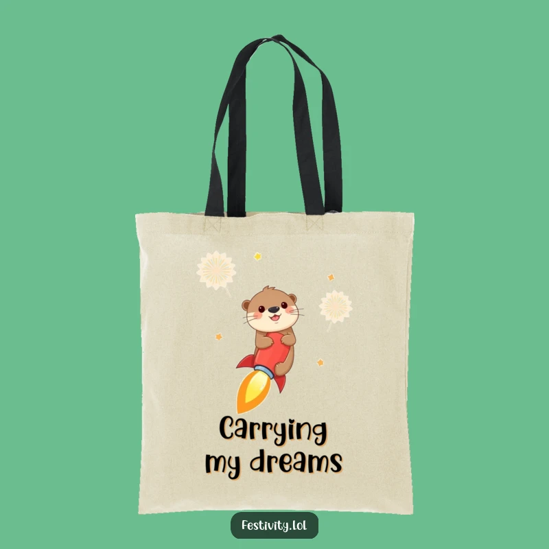 Funny Otter Rocket Tote Bag: Carry Adventure, Stylish & Humorous Gift