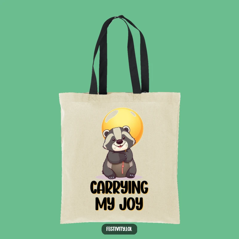 Funny Badger Balloon Tote Bag: Carry Your Hugs Everywhere