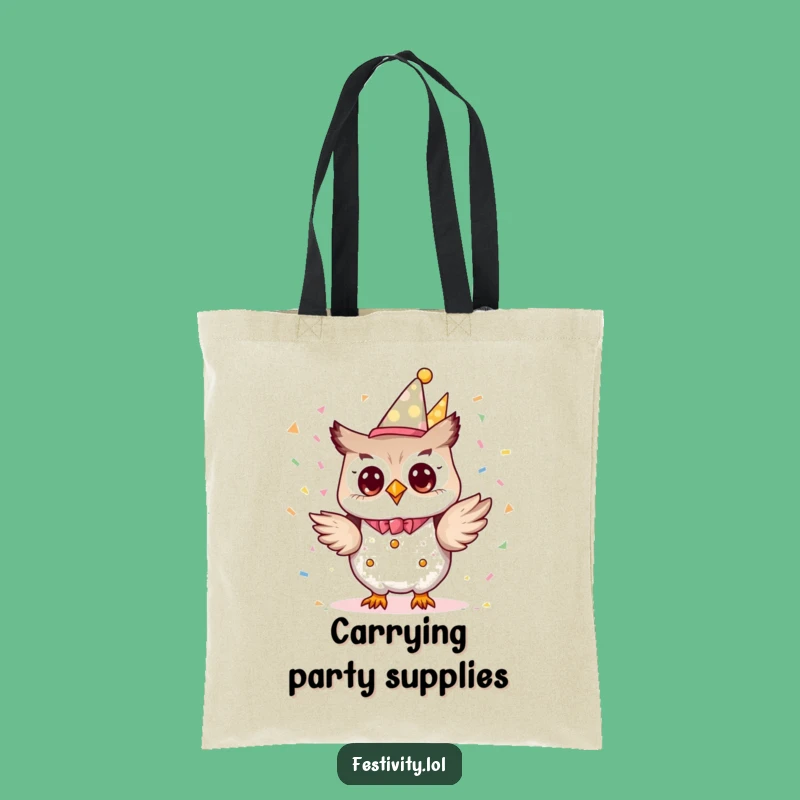 Funny Owl Party Tote Bag: Tiny Planner Carry-All, Festive Funny Gift