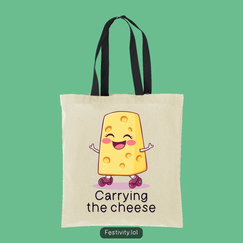 Funny Tripping Cheese Tote Bag: Carry Your Laughs in Cheesy Style