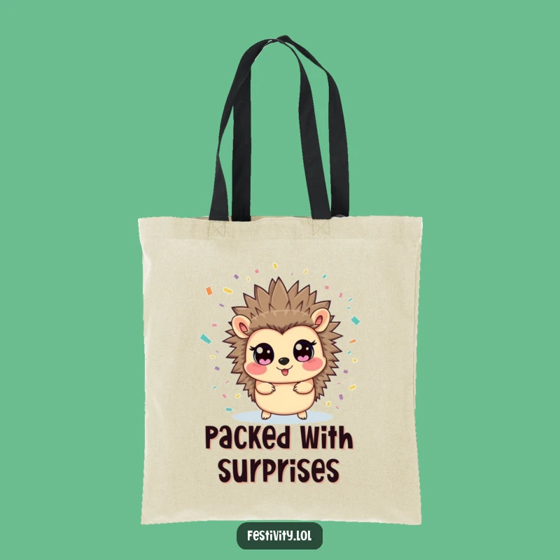 Funny Hedgehog Confetti Tote Bag - Carry Your Joy & Essentials in Style!