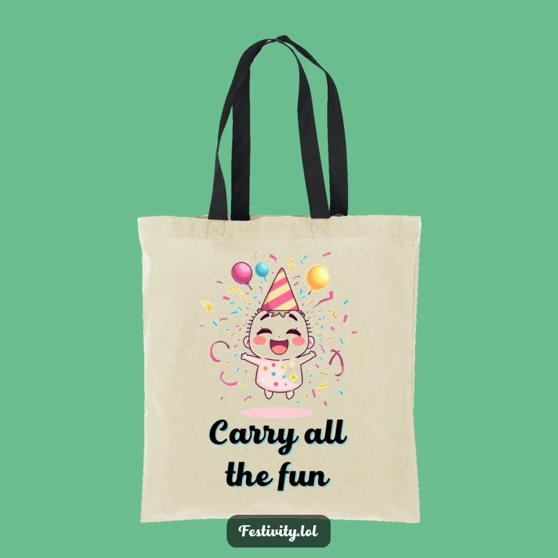Funny Party Popper Tote Bag: Giggle-Filled, Streamer Explosion Carry-All