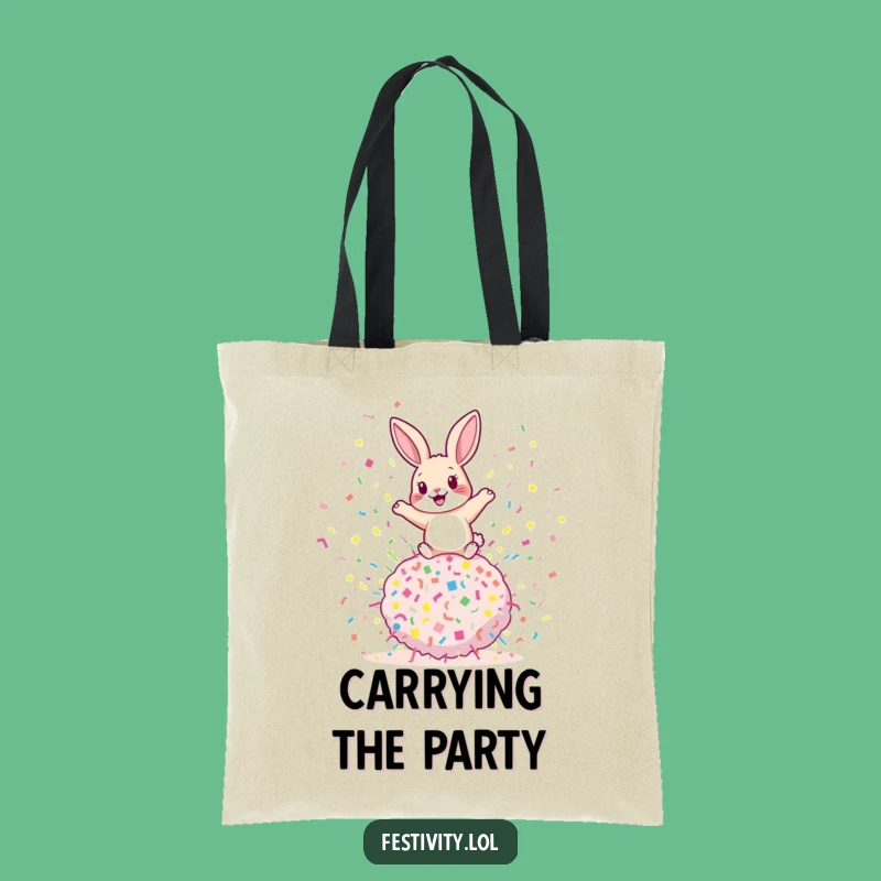 Funny Rabbit Confetti Tote Bag: Carry the Party, Stylish & Humorous Gift