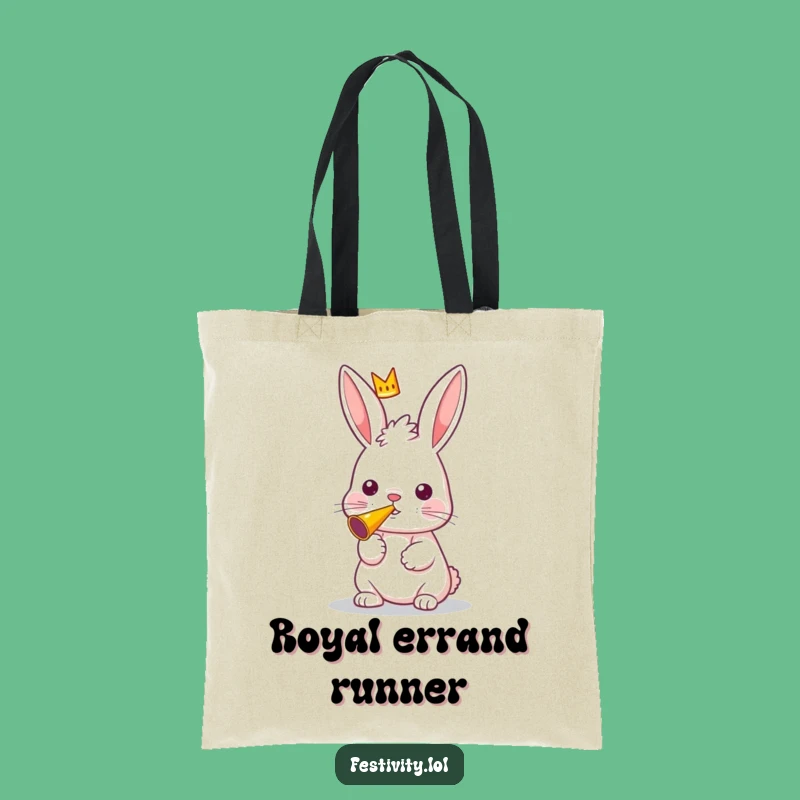 Funny Rabbit Tote Bag: Carry Your Celebration with a Crowned Horn Blower